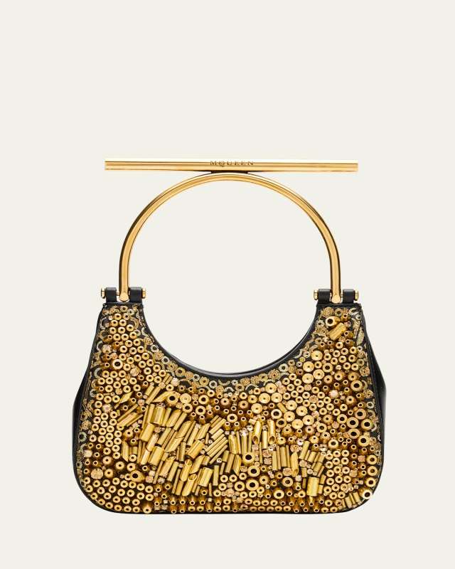 Mini T-Bar Embellished Leather Top-Handle Bag